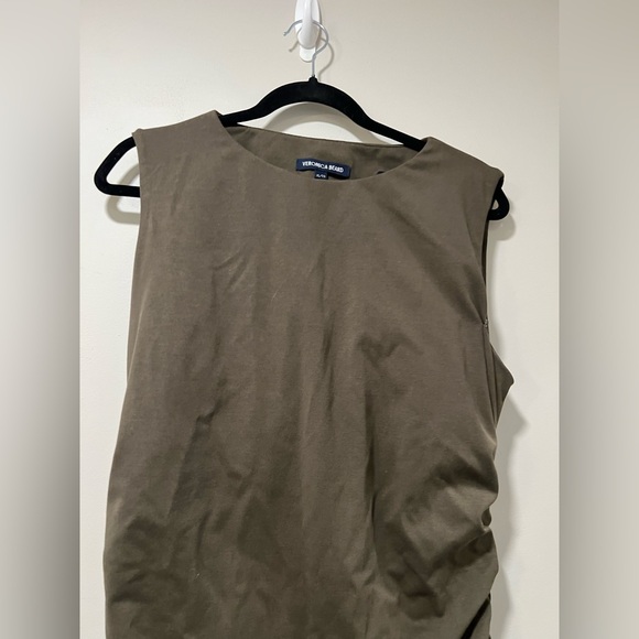 Veronica Beard Charissa Ruched Midi Dress Rich Brown Sleeveless Midi Dress - Picture 11 of 14